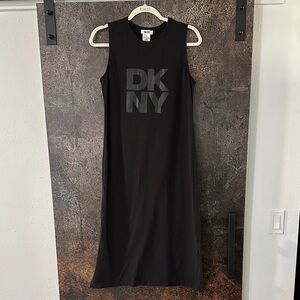 DKNY Black Midi Dress with Logo